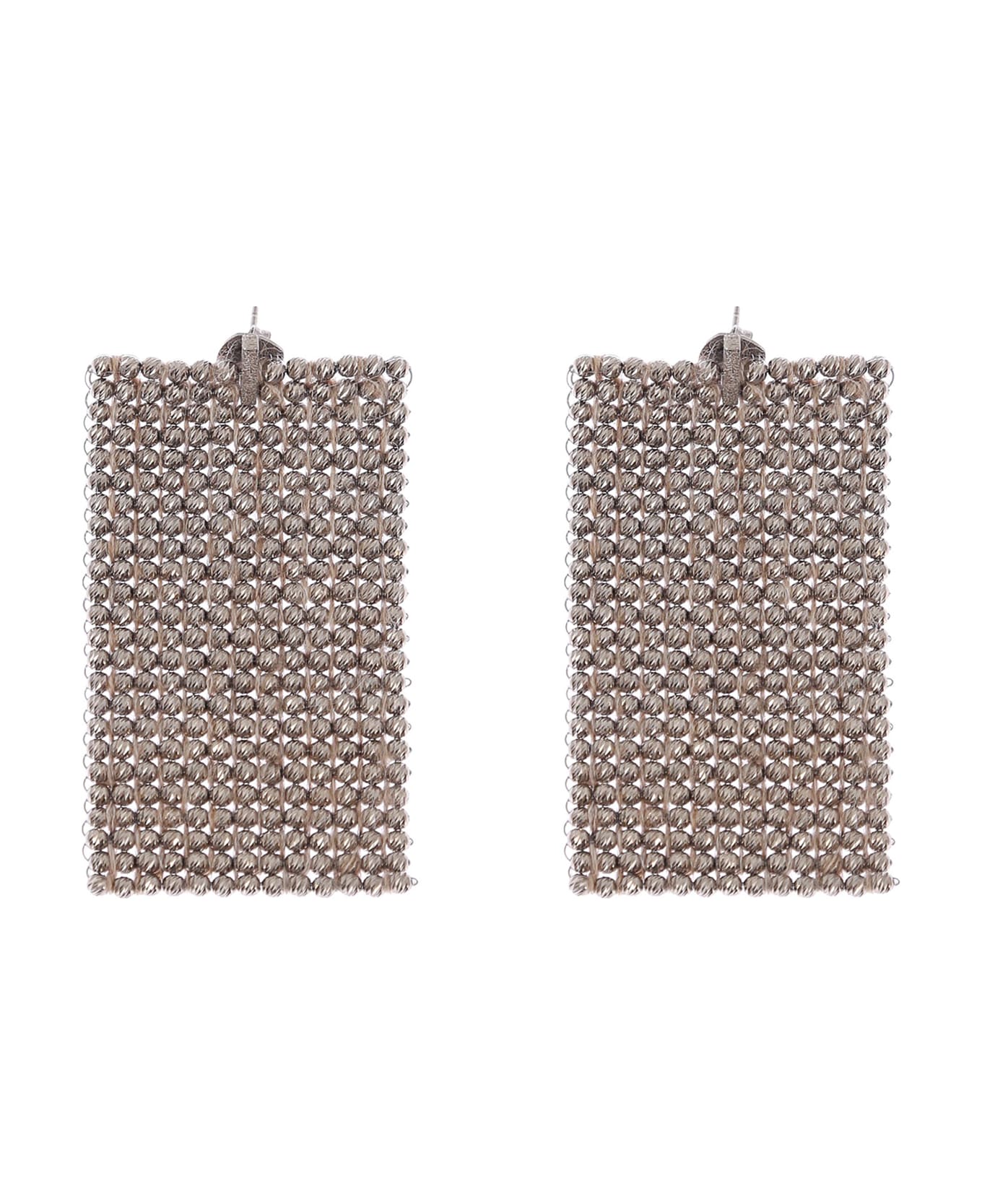 BRUNELLO CUCINELLI WOMEN'S SILVER RECTANGULAR MESH EARRINGS