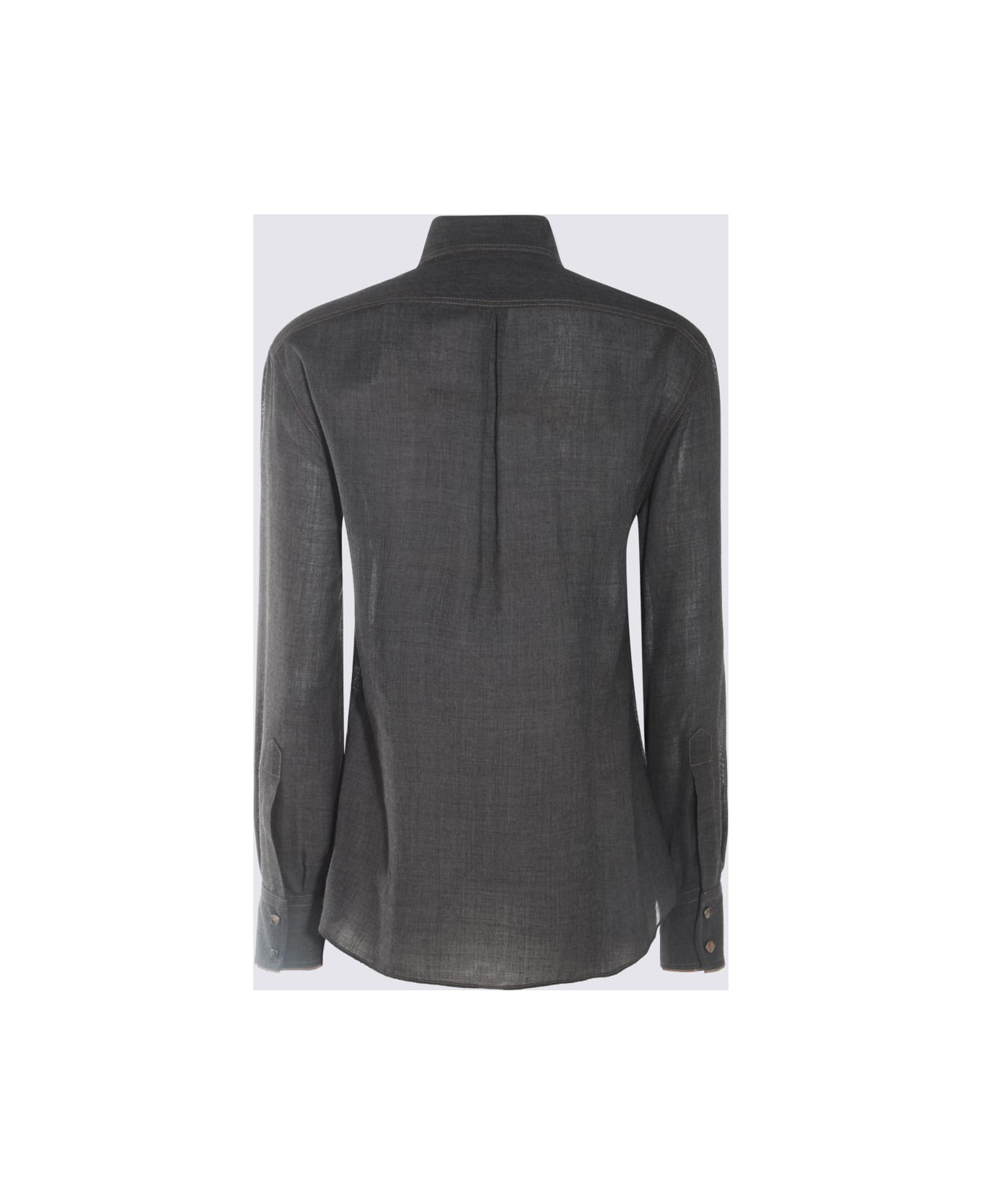 BRUNELLO CUCINELLI WOMEN'S DARK GREY BUTTON-UP SHIRT