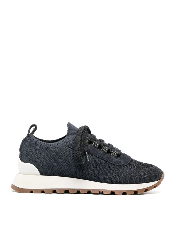 BRUNELLO CUCINELLI WOMEN'S DARK BLUE KNIT SNEAKERS