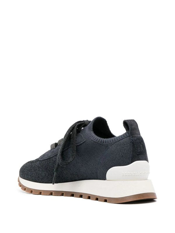 BRUNELLO CUCINELLI WOMEN'S DARK BLUE KNIT SNEAKERS