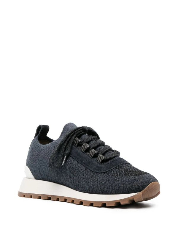 BRUNELLO CUCINELLI WOMEN'S DARK BLUE KNIT SNEAKERS