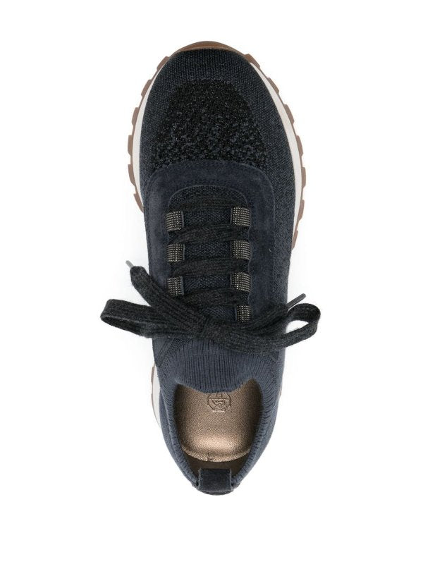 BRUNELLO CUCINELLI WOMEN'S DARK BLUE KNIT SNEAKERS