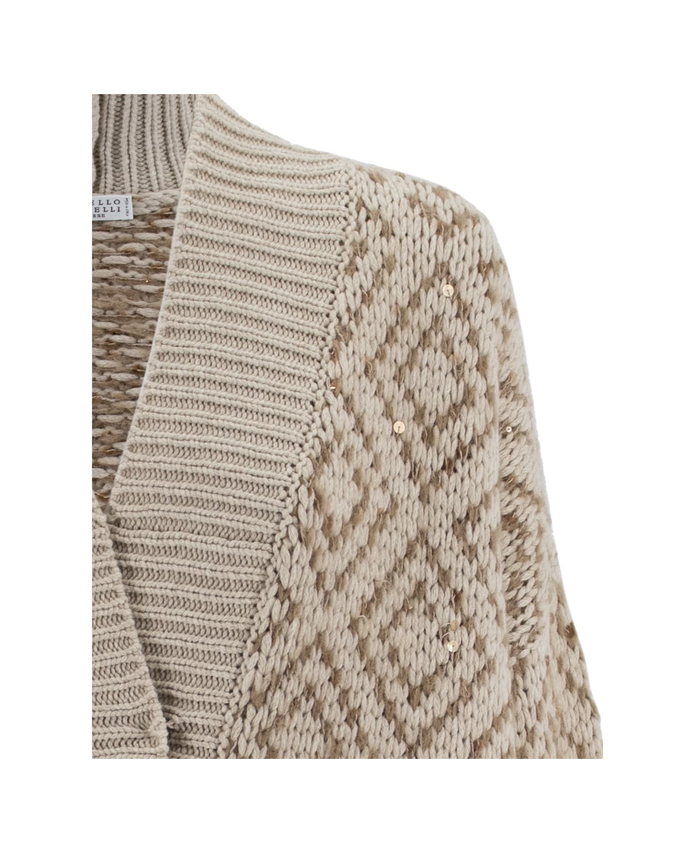BRUNELLO CUCINELLI WOMEN'S BEIGE WOOL SILK KNIT SWEATER