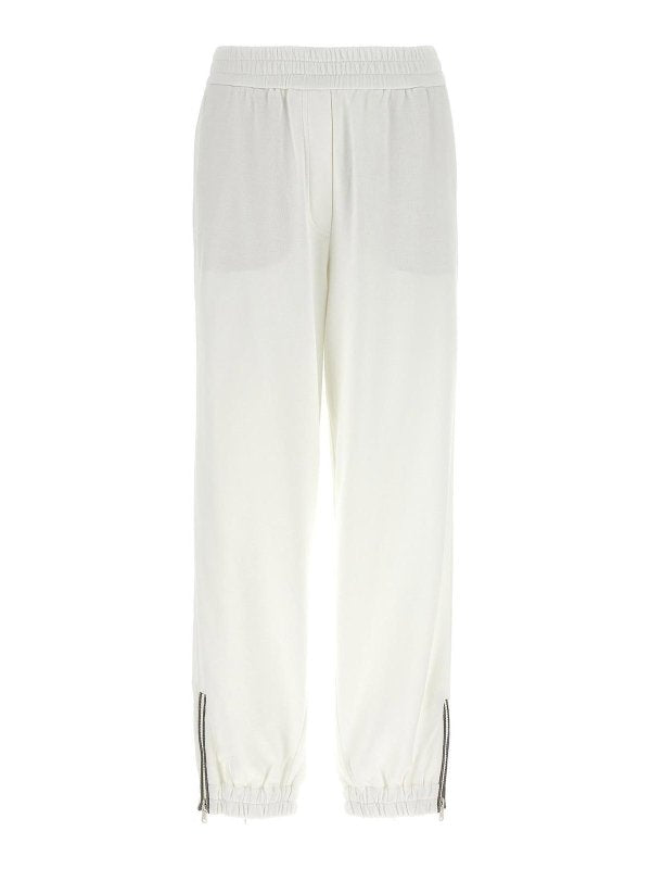 BRUNELLO CUCINELLI WOMEN'S OFF WHITE COTTON TROUSERS