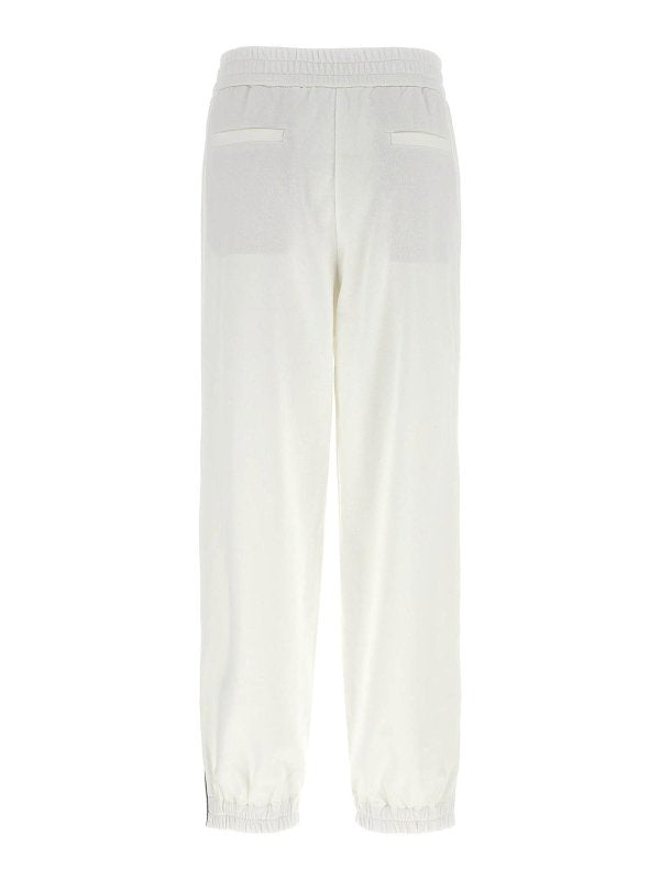 BRUNELLO CUCINELLI WOMEN'S OFF WHITE COTTON TROUSERS