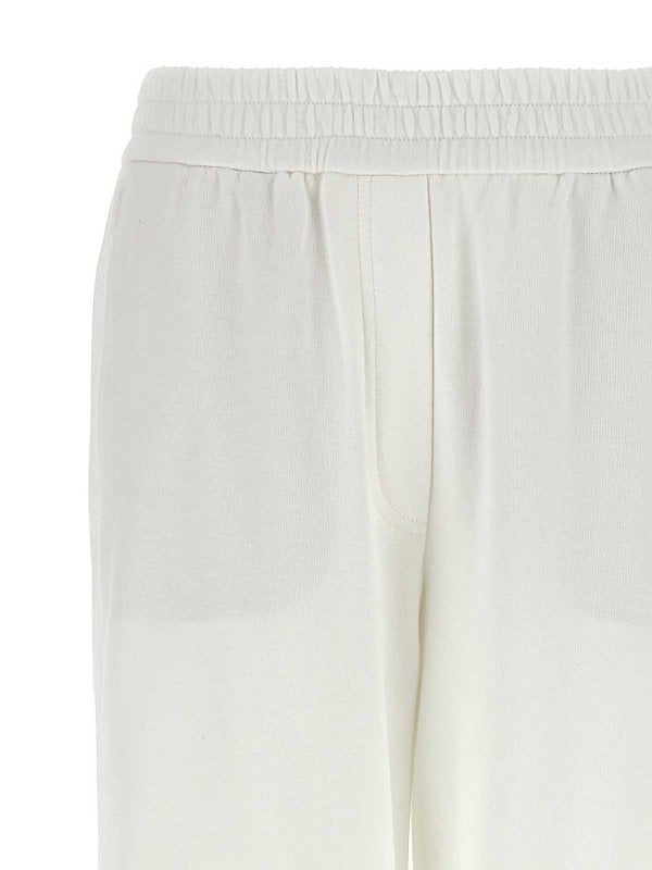 BRUNELLO CUCINELLI WOMEN'S OFF WHITE ATHLETIC TROUSERS WITH ZIPPERS