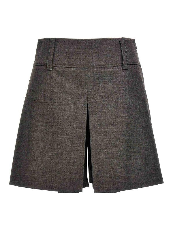 BRUNELLO CUCINELLI WOMEN'S DARK GREY WOOL BLEND SHORTS