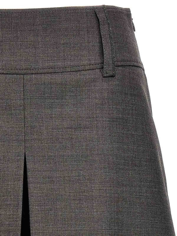 BRUNELLO CUCINELLI WOMEN'S DARK GREY WOOL BLEND SHORTS