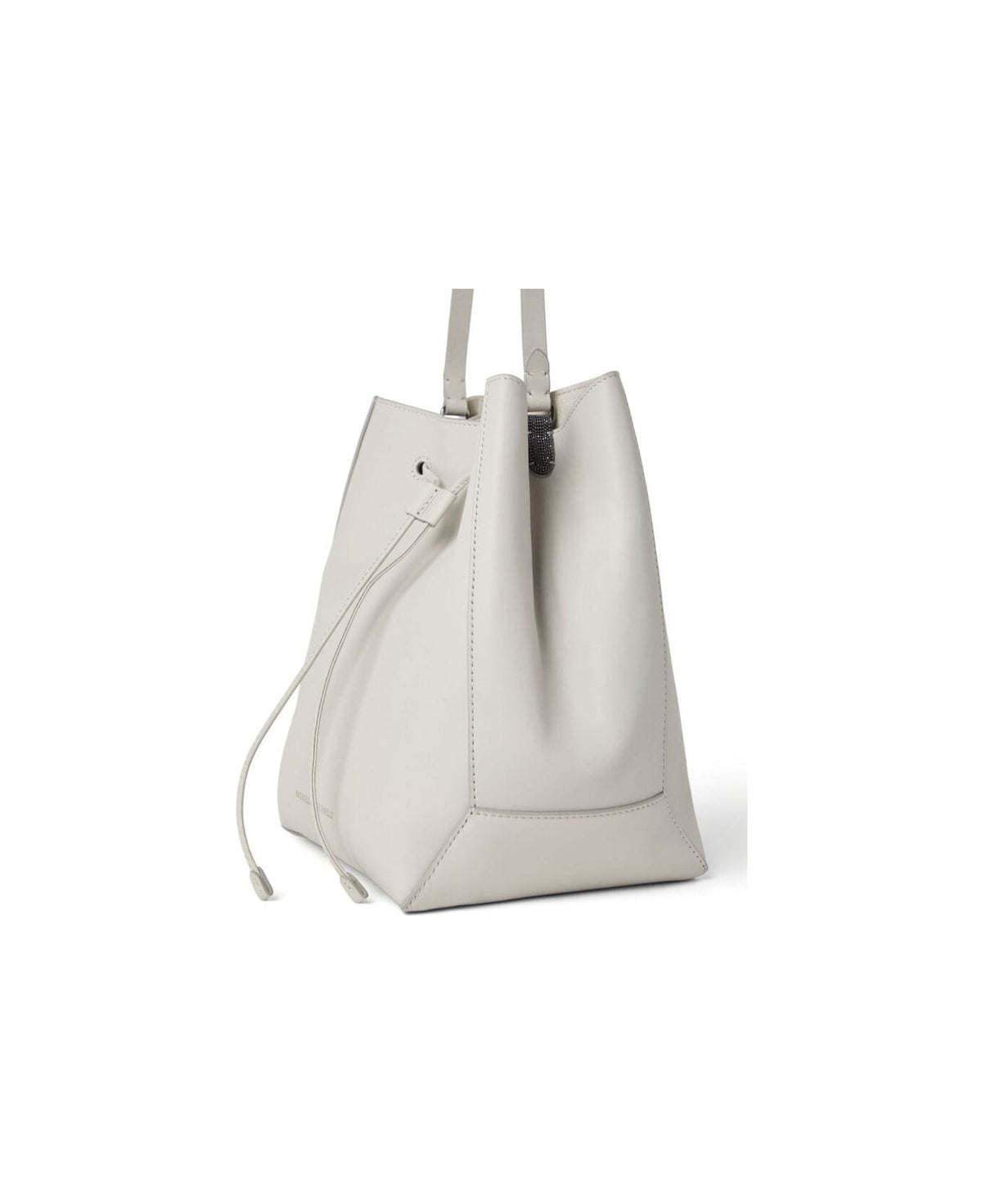 BRUNELLO CUCINELLI WOMEN'S QUARTZ LEATHER DRAWSTRING BUCKET BAG