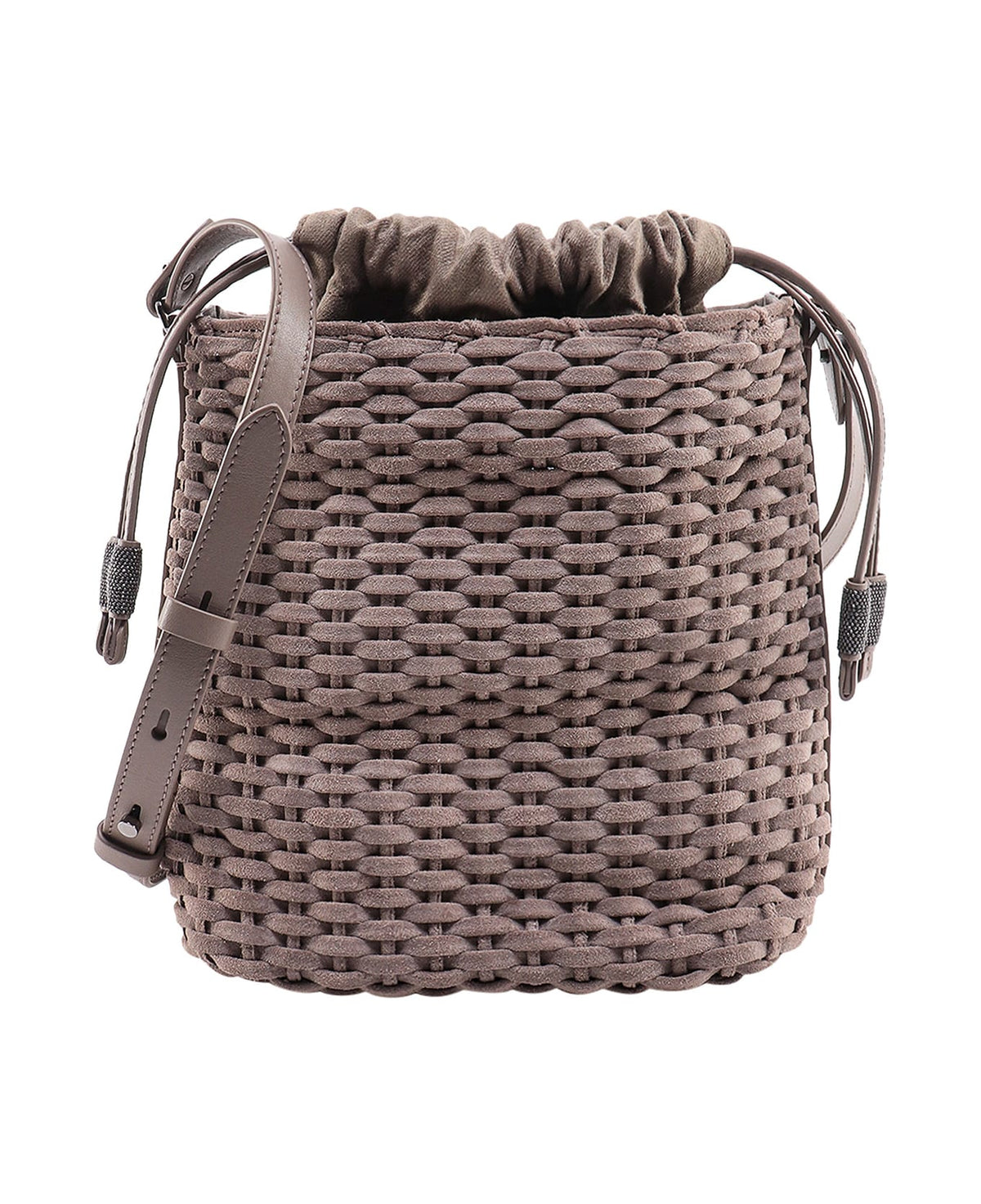BRUNELLO CUCINELLI WOMEN'S ICE WOVEN LEATHER BUCKET BAG
