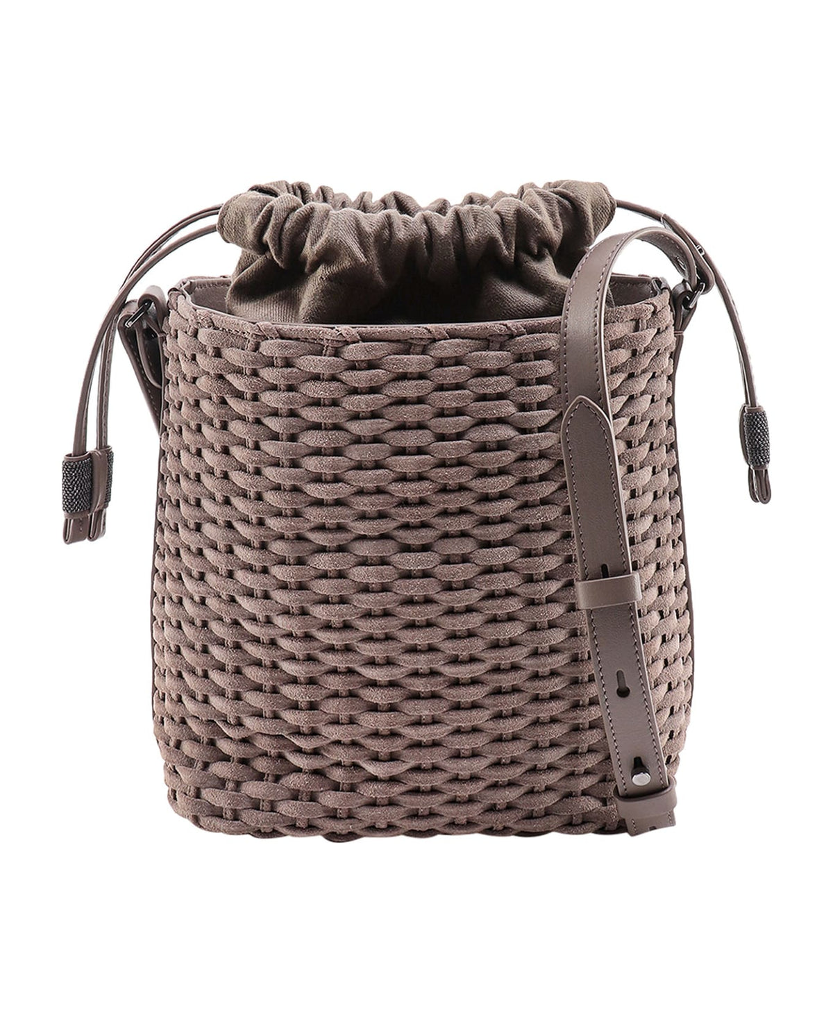 BRUNELLO CUCINELLI WOMEN'S ICE WOVEN LEATHER BUCKET BAG