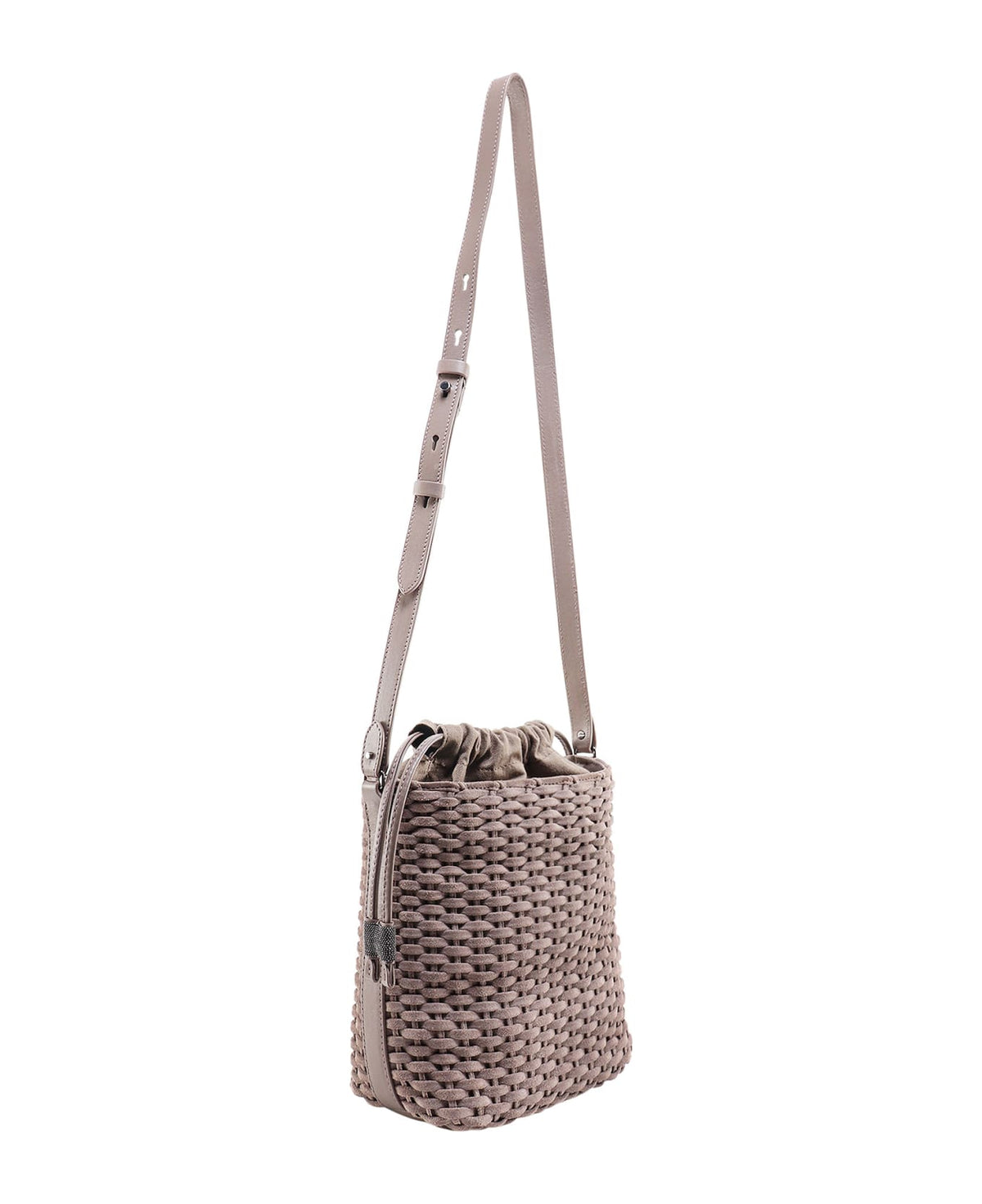 BRUNELLO CUCINELLI WOMEN'S ICE WOVEN LEATHER BUCKET BAG