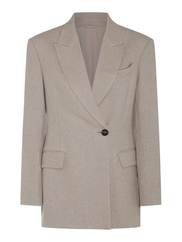 BRUNELLO CUCINELLI WOMEN'S LIGHT BEIGE LINEN BLAZER