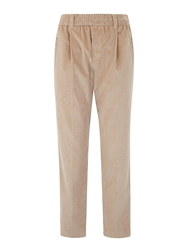 BRUNELLO CUCINELLI WOMEN'S BROWN COTTON RELAXED TROUSERS