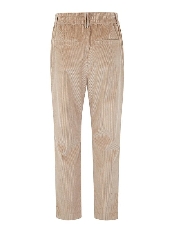 BRUNELLO CUCINELLI WOMEN'S BROWN COTTON RELAXED TROUSERS