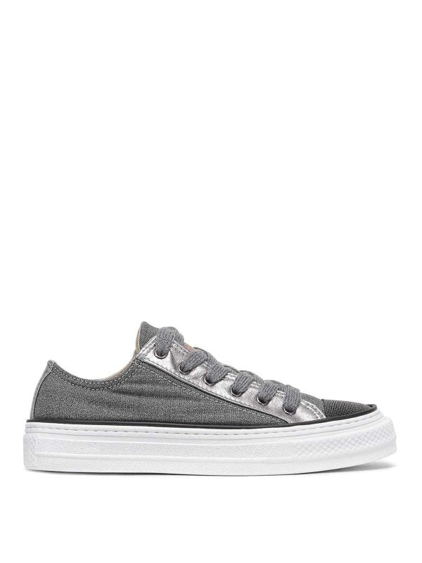 BRUNELLO CUCINELLI WOMEN'S MEDIUM GREY WOOL LOW TOP SNEAKER