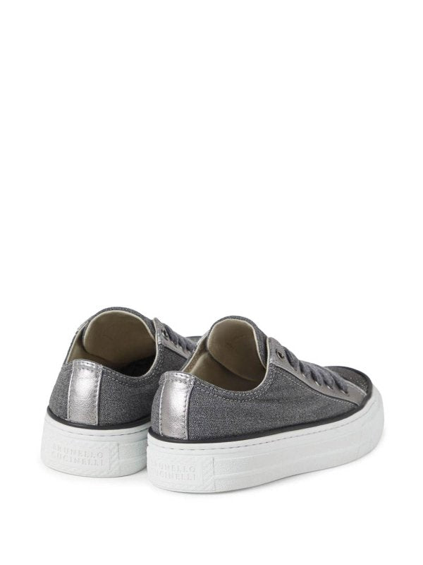 BRUNELLO CUCINELLI WOMEN'S MEDIUM GREY WOOL LOW TOP SNEAKER