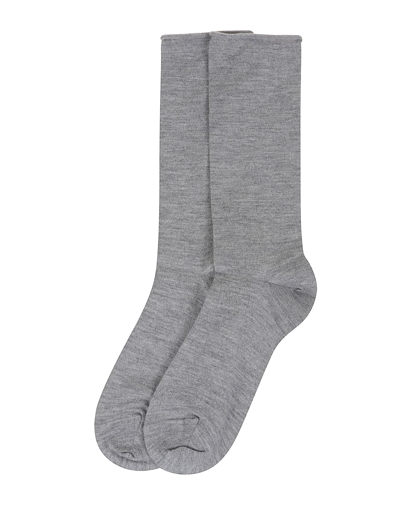 BRUNELLO CUCINELLI WOMEN'S LIGHT GREY CREW SOCKS