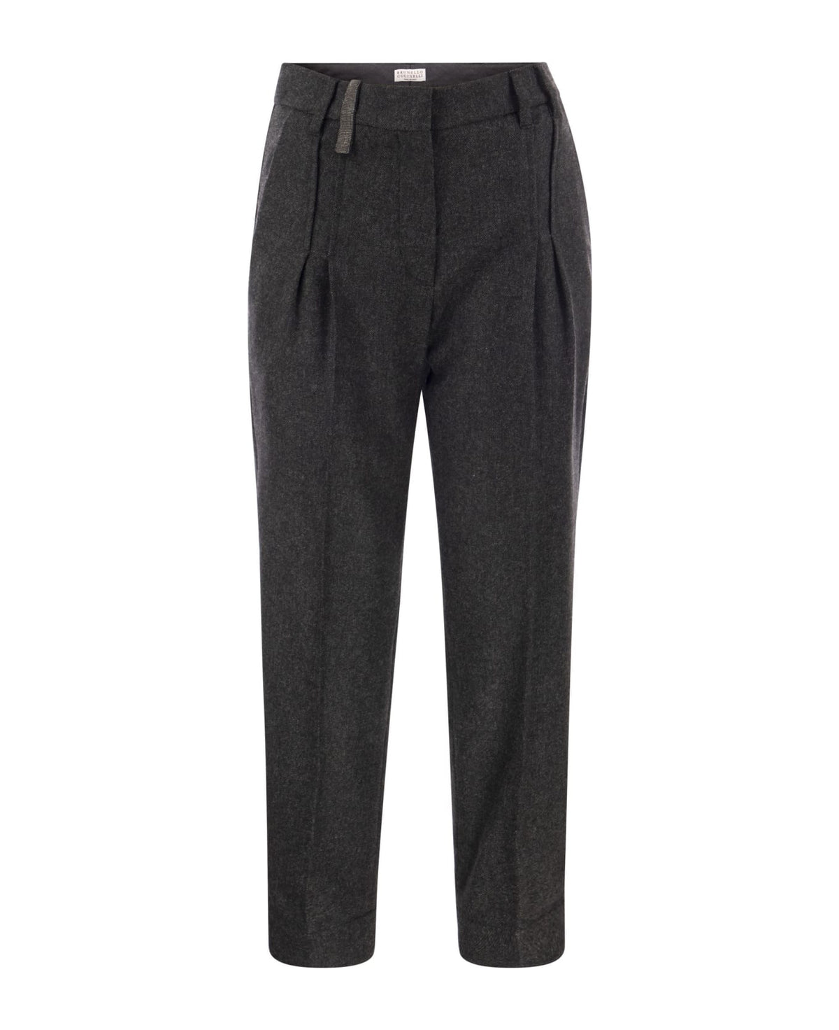 BRUNELLO CUCINELLI WOMEN'S DARK GREY WOOL TROUSERS