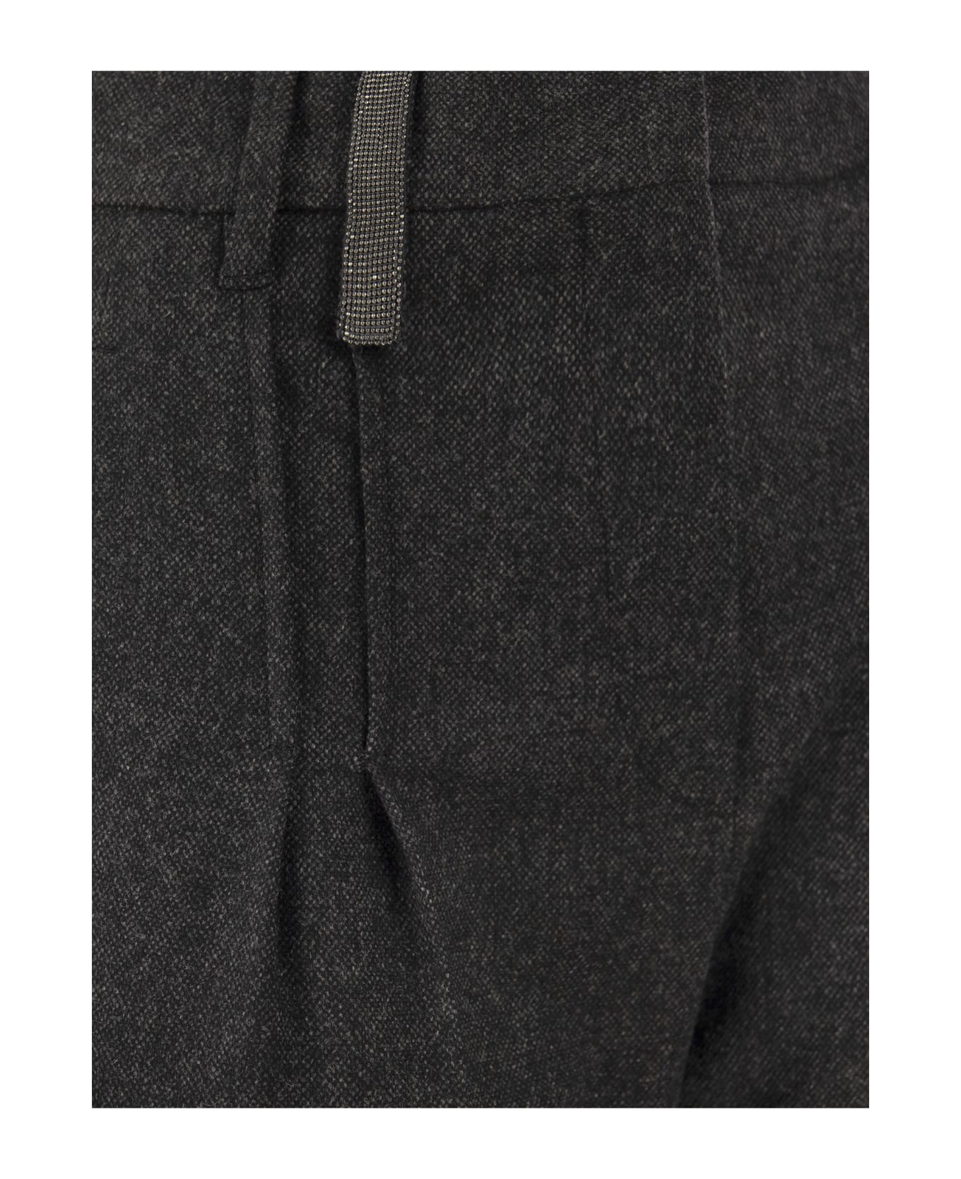 BRUNELLO CUCINELLI WOMEN'S ANTHRACITE PLEATED TAILORED TROUSERS