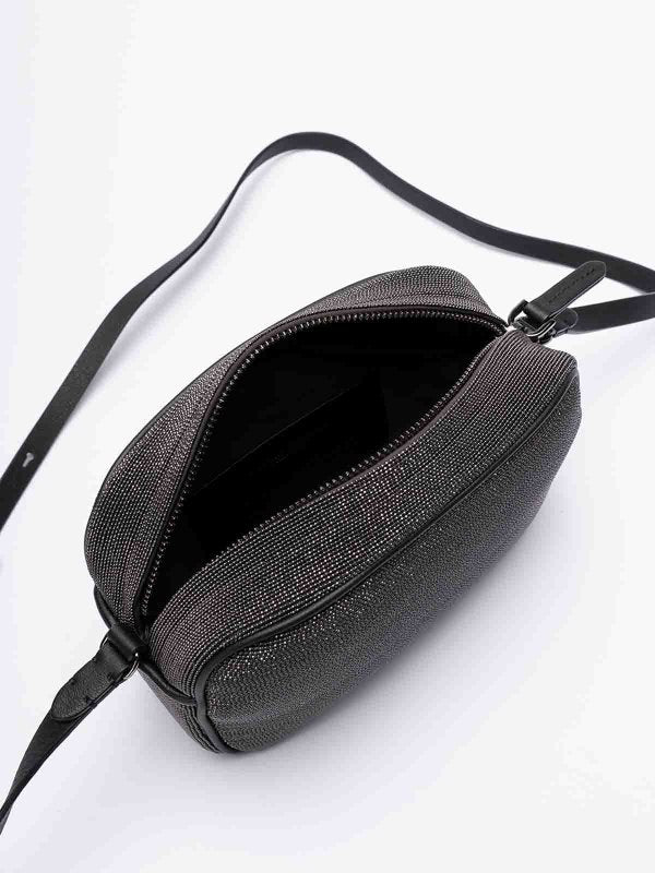 BRUNELLO CUCINELLI WOMEN'S ULTRABLACK LEATHER BEADED SHOULDER BAG
