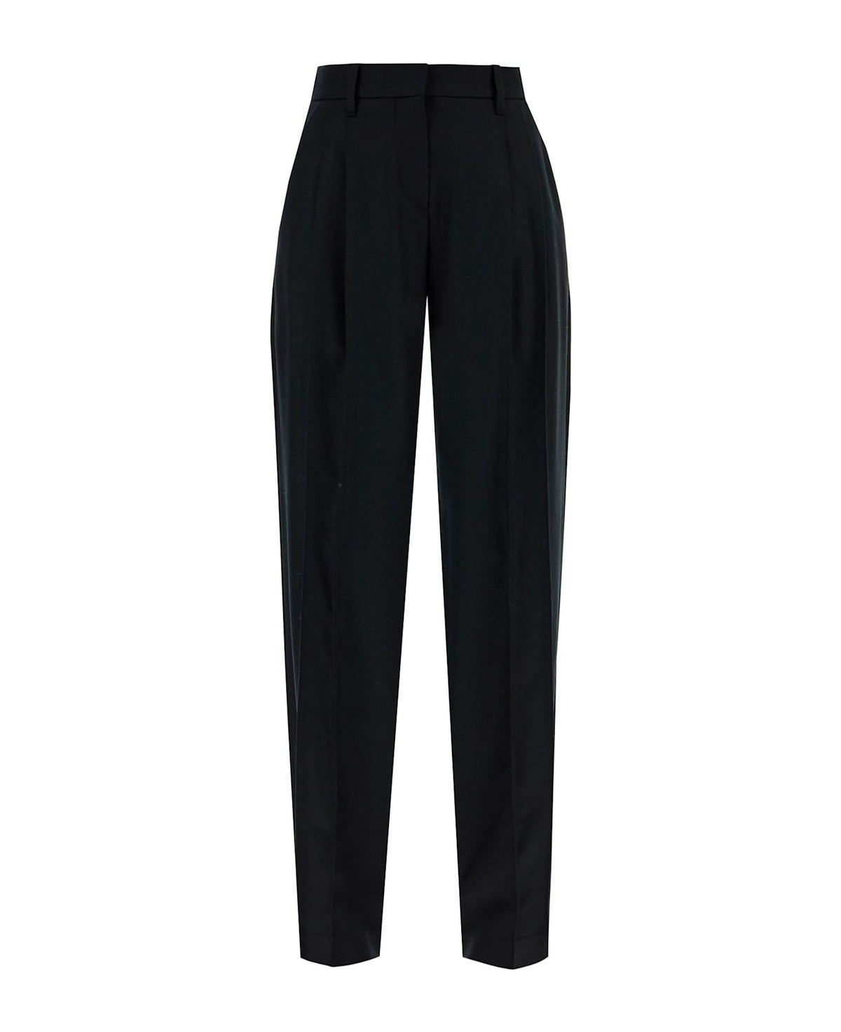 BRUNELLO CUCINELLI WOMEN'S BLACK WOOL TAPERED TROUSERS