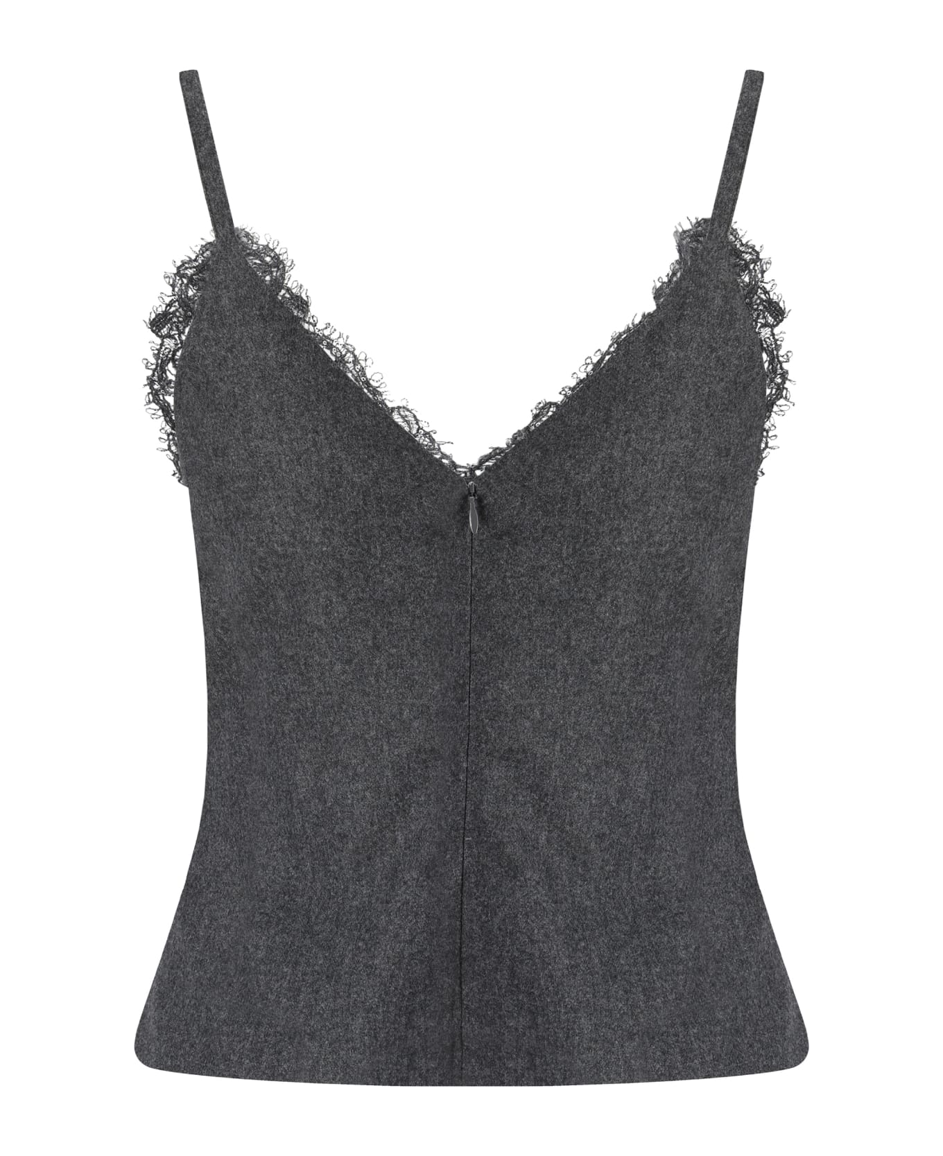 BRUNELLO CUCINELLI WOMEN'S DARK GREY CAMISOLE WITH LACE TRIM