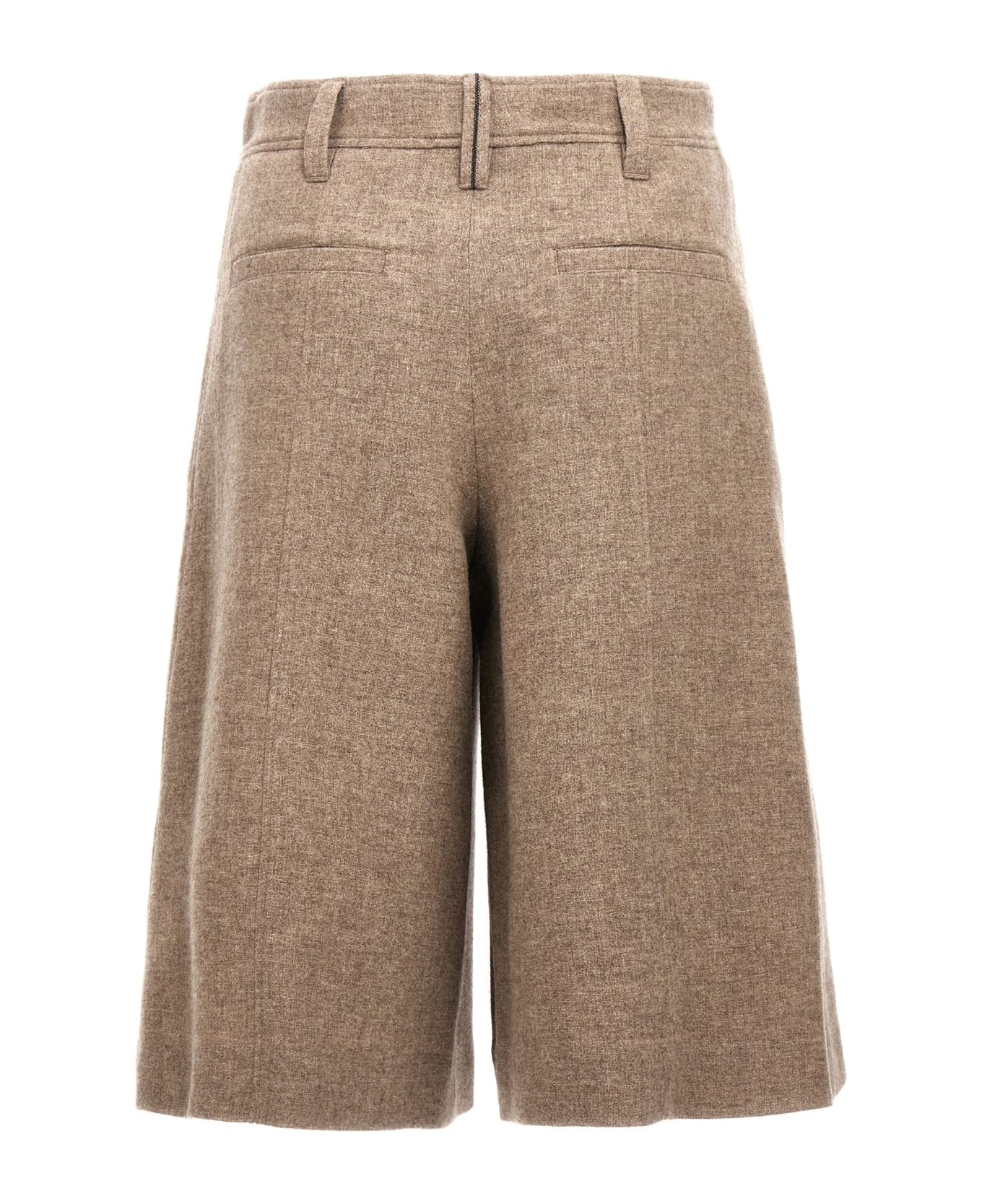 BRUNELLO CUCINELLI WOMEN'S SAND WOOL TAILORED BERMUDA SHORTS