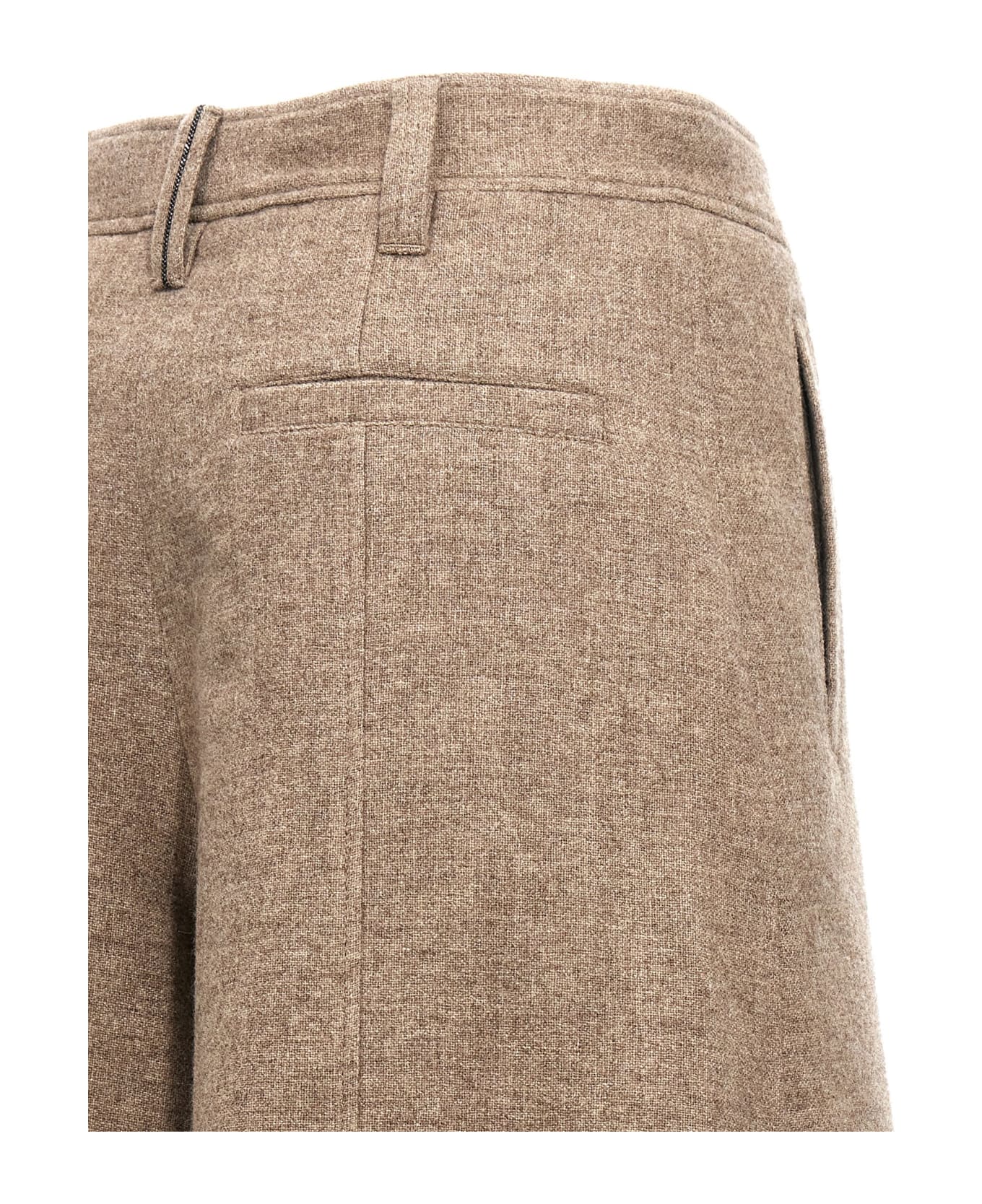 BRUNELLO CUCINELLI WOMEN'S SAND WOOL TAILORED BERMUDA SHORTS