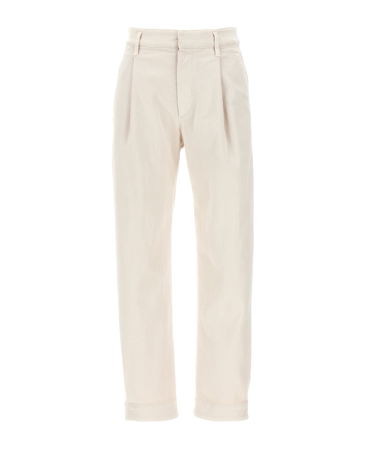 BRUNELLO CUCINELLI WOMEN'S TALC PLEATED TAILORED TROUSERS
