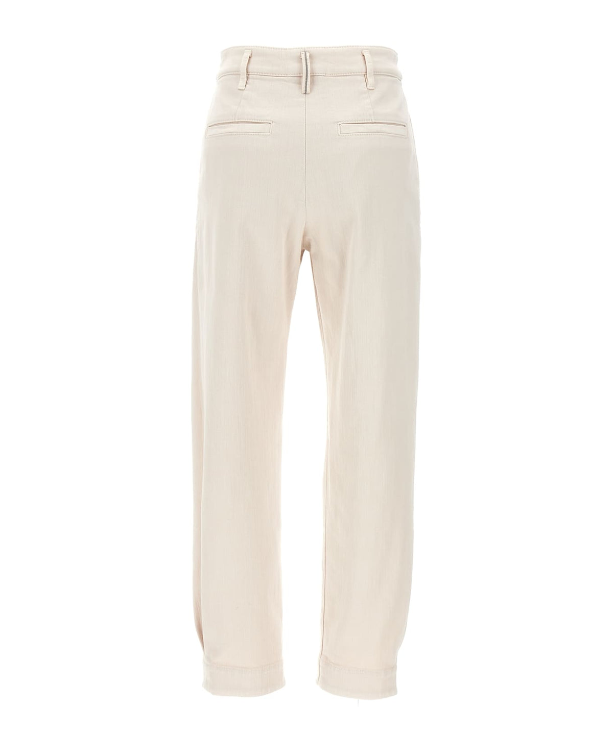 BRUNELLO CUCINELLI WOMEN'S TALC PLEATED TAILORED TROUSERS