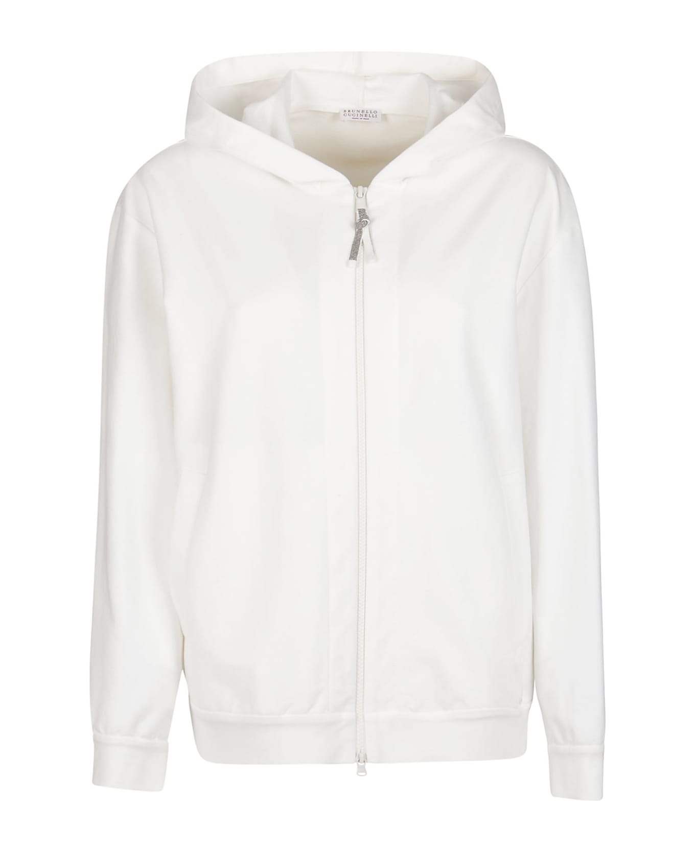BRUNELLO CUCINELLI WOMEN'S NATURAL COTTON ZIP HOODIE