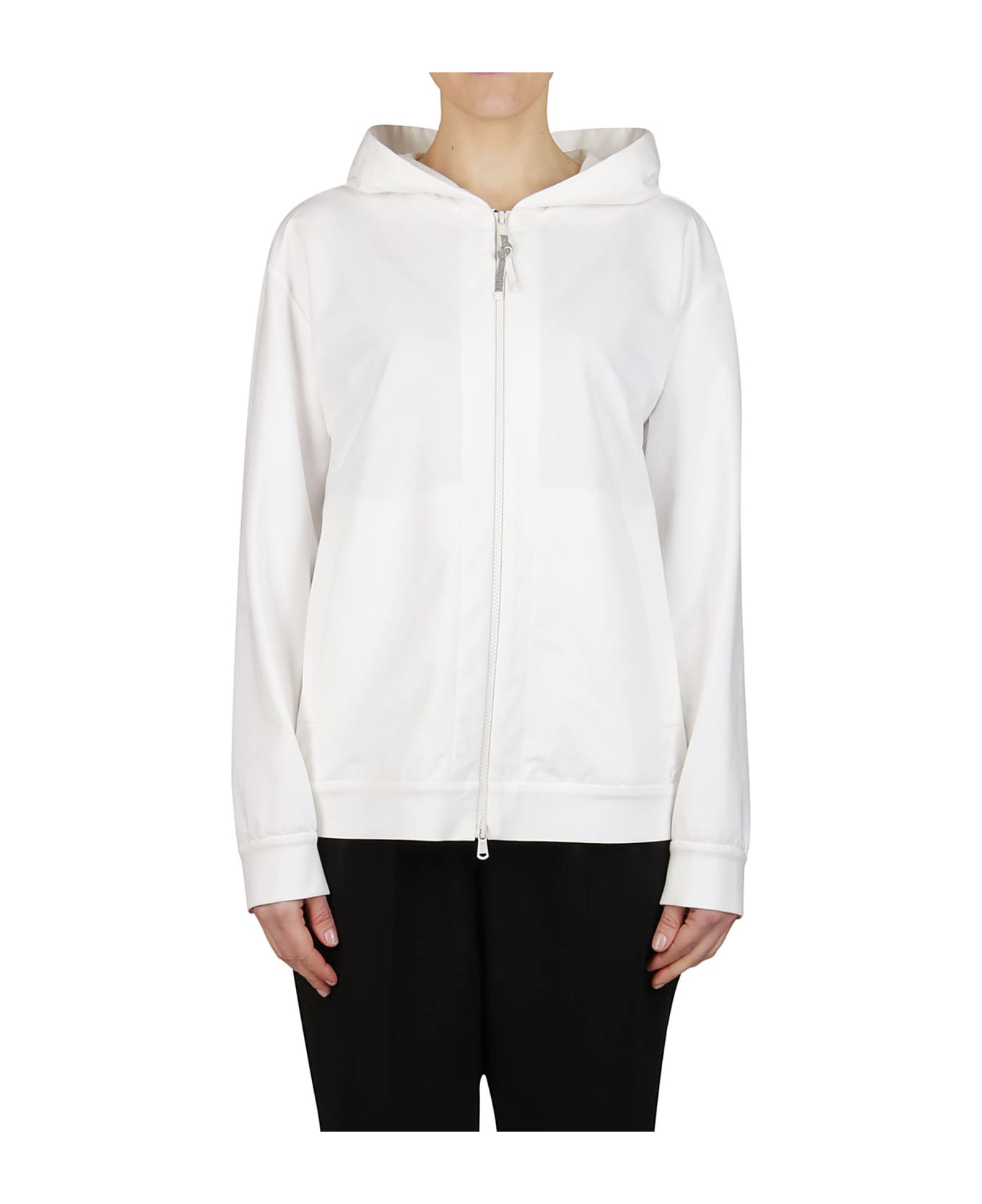 BRUNELLO CUCINELLI WOMEN'S NATURAL COTTON ZIP HOODIE