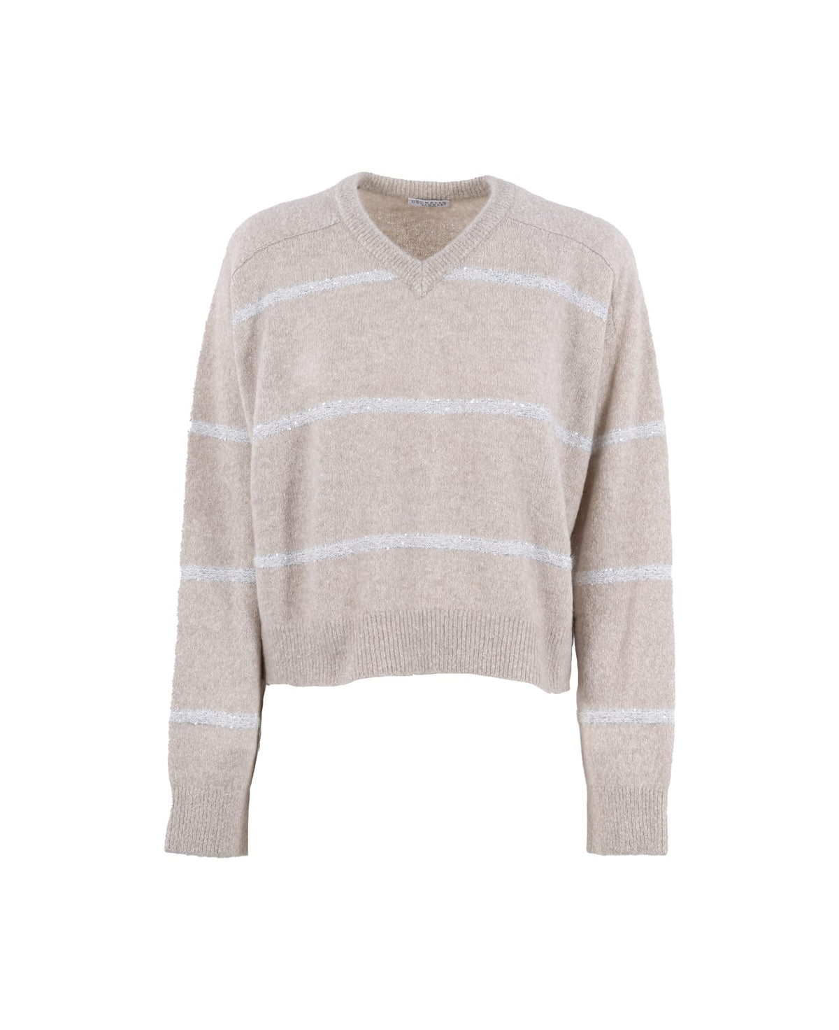 BRUNELLO CUCINELLI WOMEN'S OYSTER WOOL BLEND V NECK SWEATER
