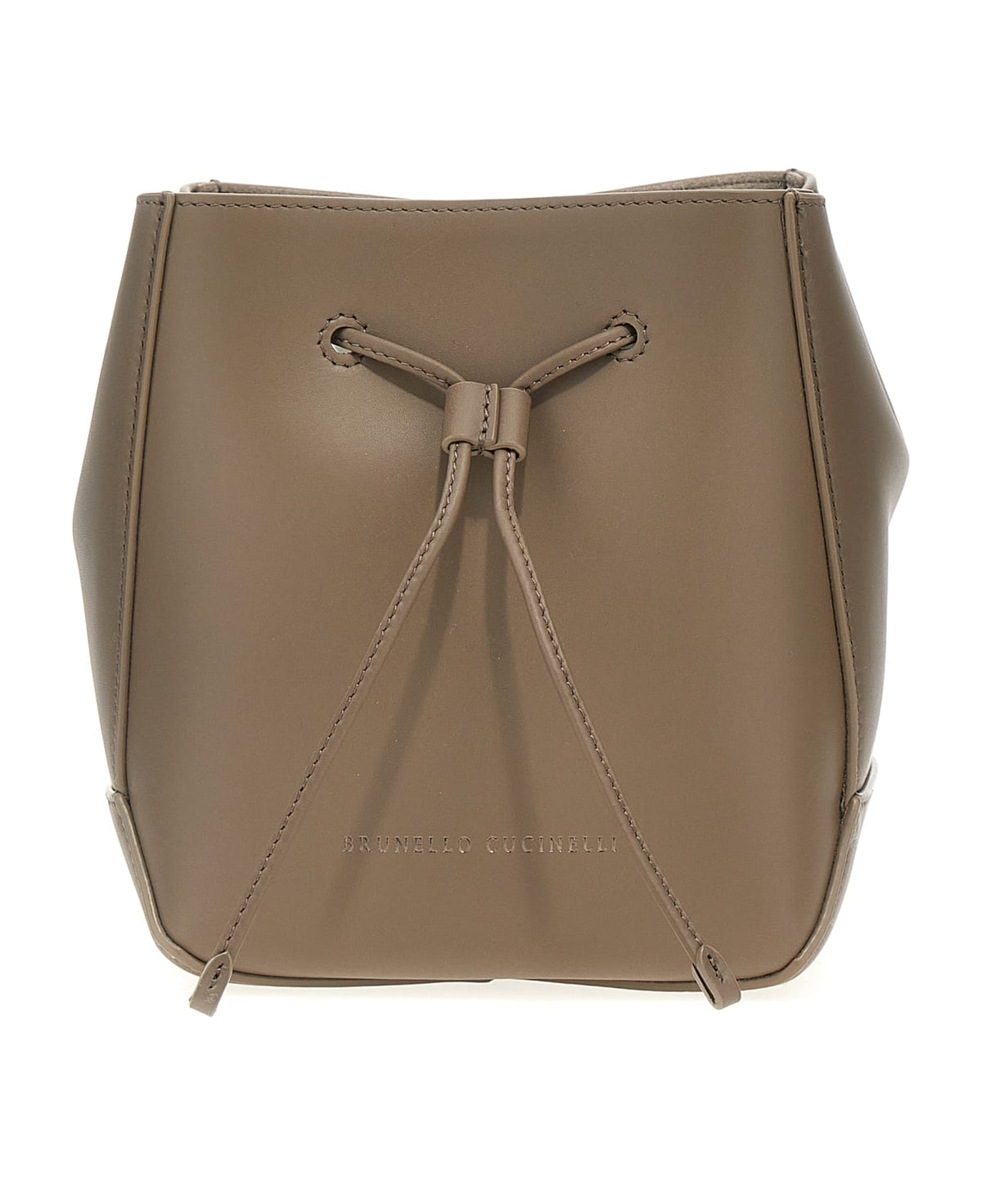 BRUNELLO CUCINELLI WOMEN'S ICE LEATHER DRAWSTRING BUCKET BAG