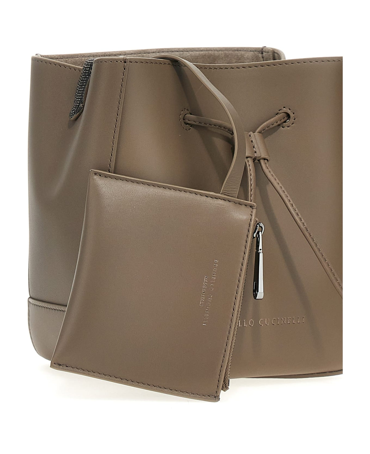 BRUNELLO CUCINELLI WOMEN'S ICE LEATHER DRAWSTRING BUCKET BAG