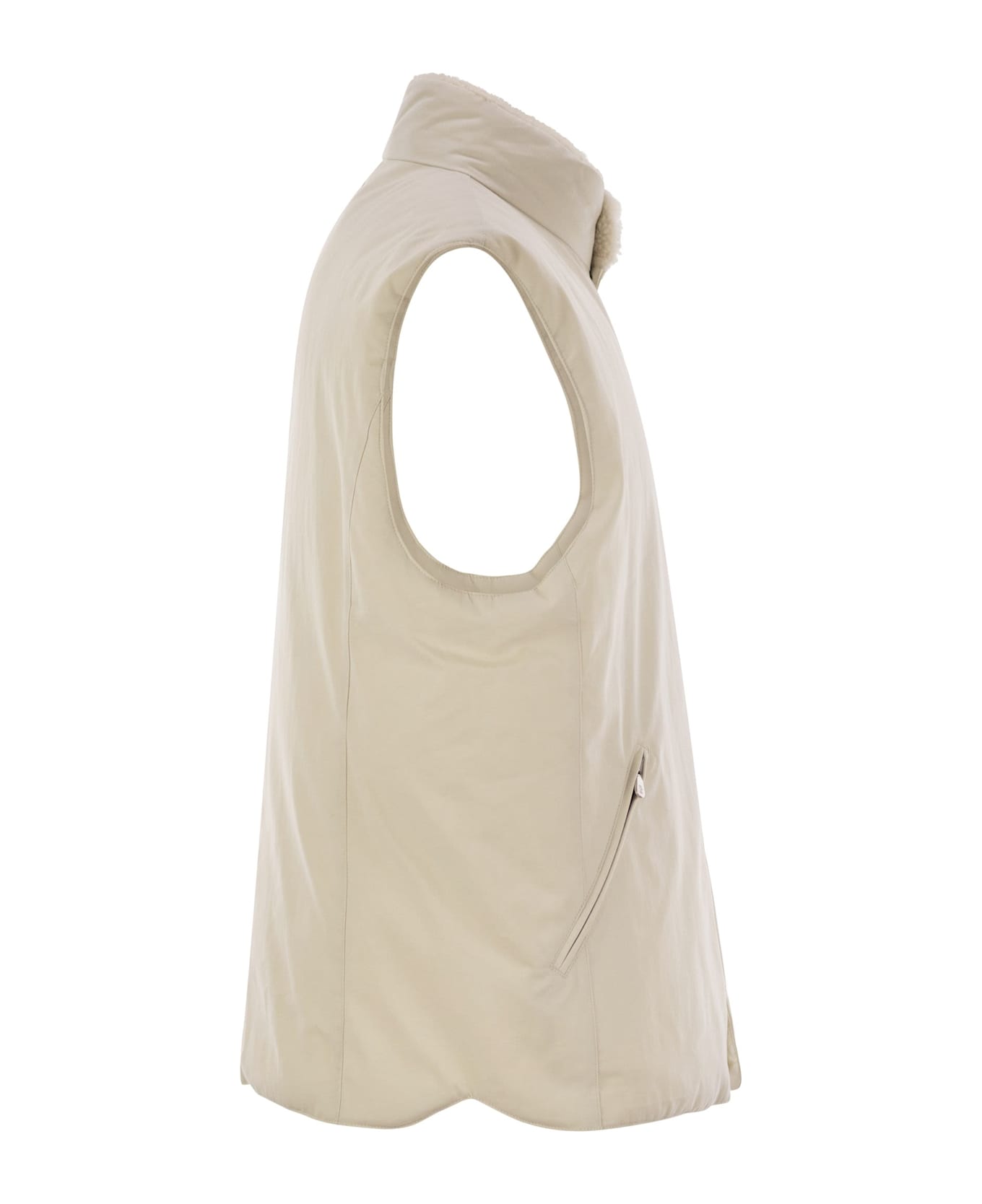 BRUNELLO CUCINELLI MEN'S ICE GRAY SLEEVELESS DOWN VEST