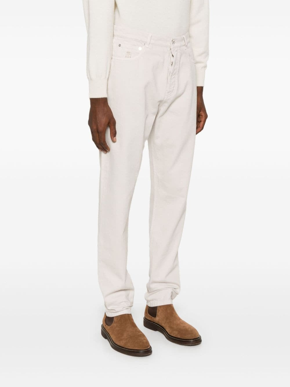 BRUNELLO CUCINELLI MEN'S MARBLE COTTON STRAIGHT LEG PANTS