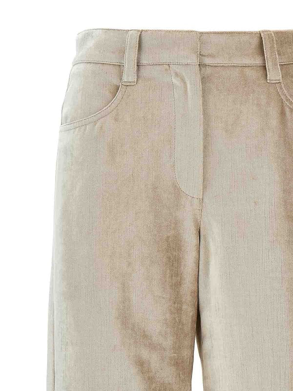BRUNELLO CUCINELLI WOMEN'S BEIGE WIDE LEG TROUSERS
