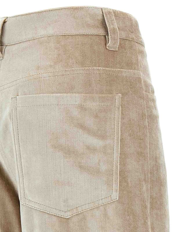 BRUNELLO CUCINELLI WOMEN'S BEIGE WIDE LEG TROUSERS
