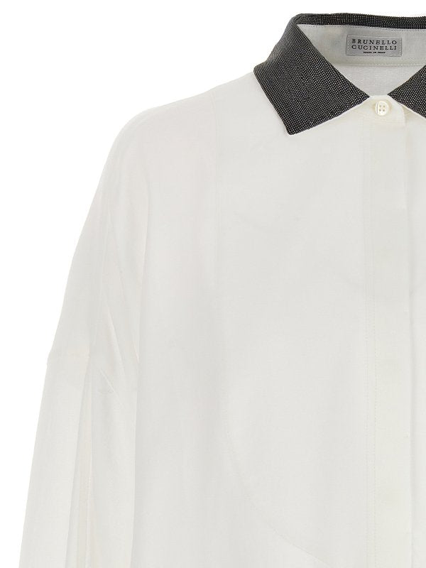 BRUNELLO CUCINELLI WOMEN'S WHITE OVERSIZED COTTON SHIRT
