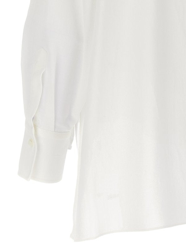 BRUNELLO CUCINELLI WOMEN'S WHITE OVERSIZED SHIRT WITH CONTRAST COLLAR