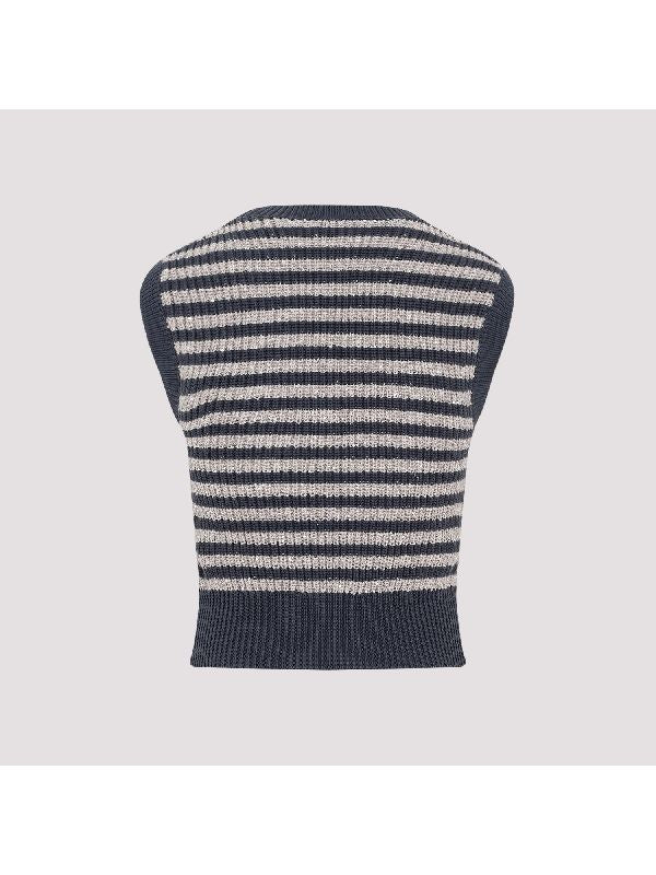 BRUNELLO CUCINELLI WOMEN'S NIGHT SKY STRIPED SLEEVELESS SWEATER