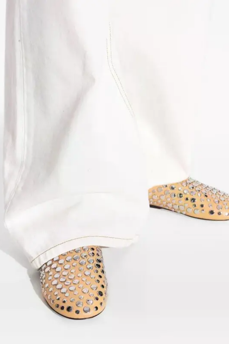 Tory Burch Studded Leather Mules in Cantucci Tan