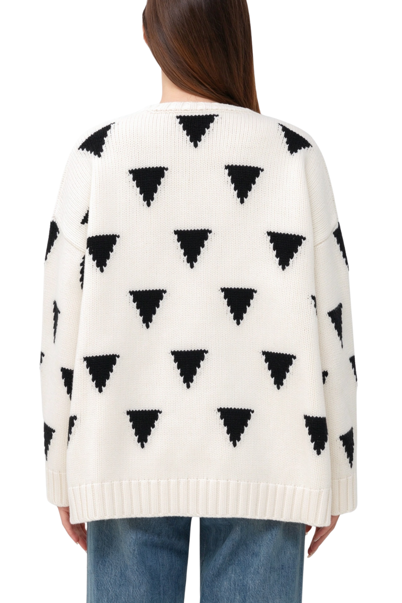 Valentino Geometric Crew Neck Sweater White 5B3KC58S80Y_OAN