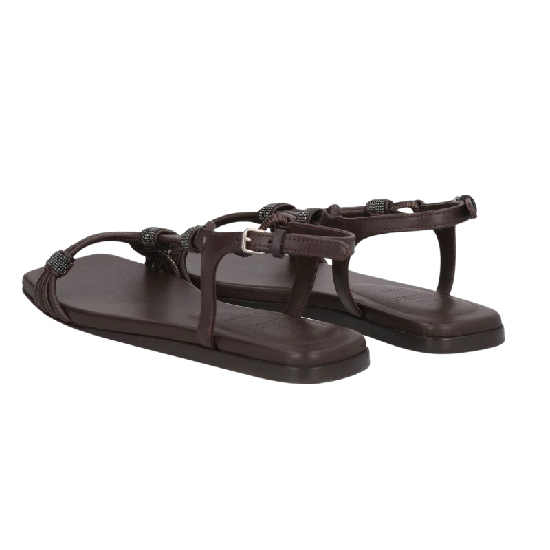 Brunello Cucinelli Bead-Embellished Suede Sandals