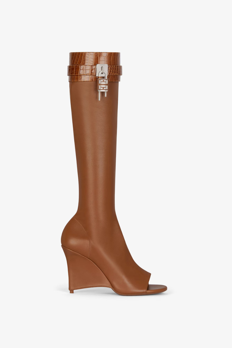 Givenchy Shark Lock Stiletto Sandal Boots 95 Mm_Chestnut