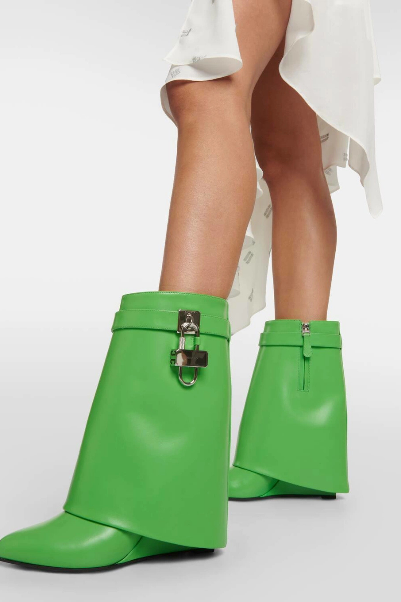 Givenchy Shark Lock Ankle Boots 90Mm_Absynthe Green