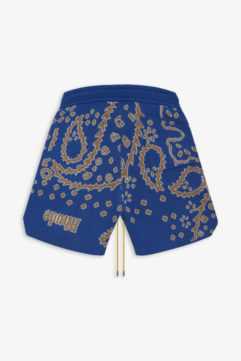 Rhude Bandana Knit Short Light Blue/Tan/Creme