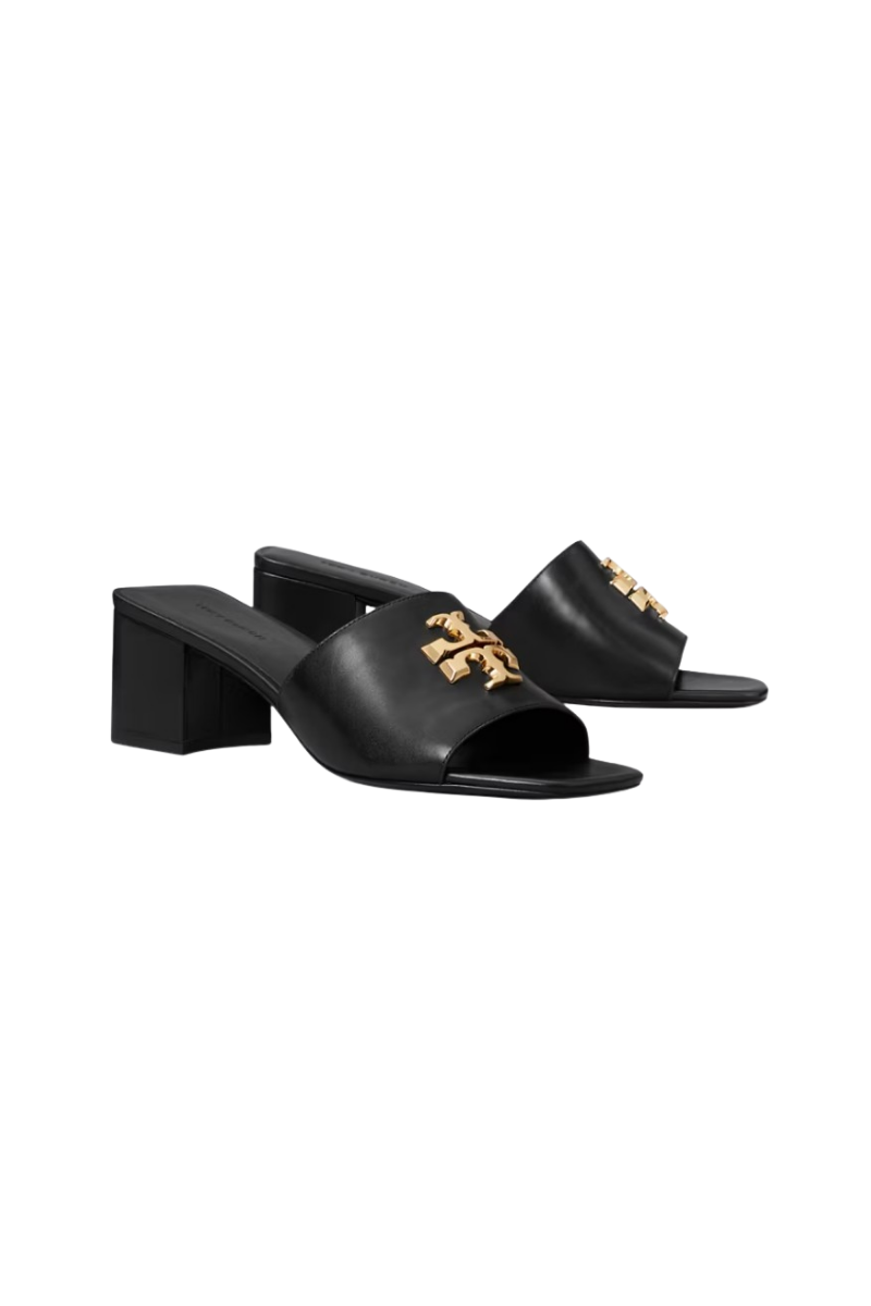 Tory Burch Eleanor Heeled Sandal 55Mm Calf Leather Perfect Black / Gold 184621-006